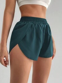 SHEIN Sports Women's Side-Zipper Pocket 2 In 1 Athletic Shorts