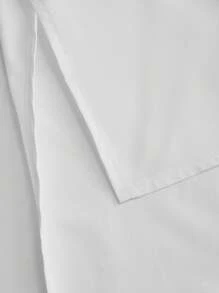 Chiquease 纯色落肩高低下摆女式衬衫，长袖上衣 - 白色 - 查看 6