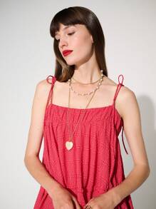 WESTFADE Smocked Tiered Mini Dress - Red - View 3