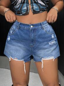 Plus 版本跑破邊牛仔短褲