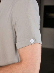 Manfinity Homme Men Zip Up Drawstring Waist Romper For Summer - Grey - View 5