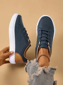 Mujer Zapatillas de skate de dos tonos con cordón delantero casual deportivo exterior