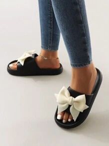 Süße und niedliche Farbblock Bögen Badesandalen in Bubble-Optik für Frauen, Zuhause/Strand