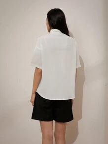 Aveloria Modichic 鬆身法式風格星星和鑽石印花短袖休閒衫 - 白色 - 查看 7