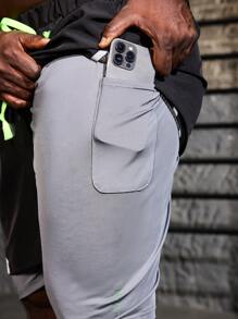 Gym Rark Pantalones cortos deportivos de talla grande para hombres con cintura con cordón y paneles de contraste, color negro - Negro - Ver 6
