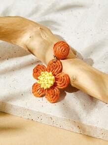 SHEIN VCAY 1對波西米亞草編系列耳環，假期風格，適合女士旅行和參加派對時穿戴 - 彩色 - 查看 6