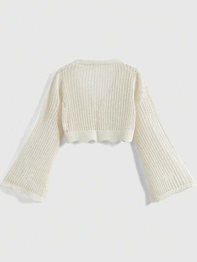 Fairycore Chaqueta de talla grande con mangas acampanadas, nudo delantero y estampado de mariposas jacquard como ropa para aire acondicionado, escuela