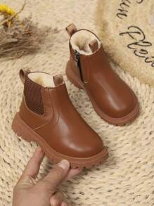 Botas térmicas forradas casuales de moda para niños, el tamaño es pequeño, se recomienda pedir una talla talla grande grande - Marrón - Ver 6