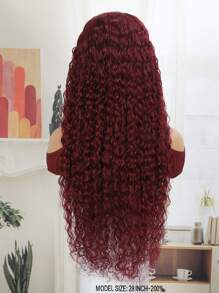 Density Pro Transparent Lace Front Pre Plucked Water Curly Wave 4X4 Human Hair Wig 99J 200% Density Frontal Wig For Women Burgundy Color - S99J - View 2