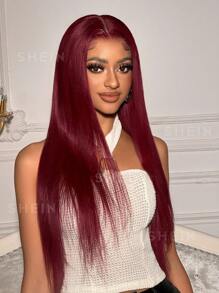 Bordeaux Transparant Kant Rechte 13x4 Kanten Voorkant Pruik Pre Geplukt Transparant Kant Voor Menselijk Haar Pruiken 99J Rode Pruik 16-32inch Voor Vrouwen