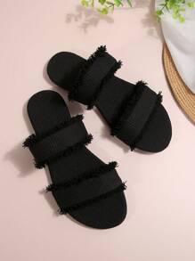 Women's Flat Sandals 2024 Summer Retro Seaside Vacation Beach Sandals - Black - View 4
