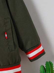 SHEIN 1pc Young Boys' Casual Striped Pilot Jacket, Suitable For Daily, College, Sports, Fall/Winter Seasons