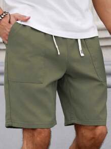 Manfinity Homme Short en jean à cordon de serrage pour hommes, short d'été