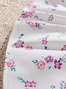 Vestido de verano sin mangas con cuello cuadrado e impresión floral para niñas pequeñas - Blanco - Ver 6