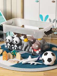 1 pieza Caja de almacenamiento transparente de plástico con tapa, set de cajas de almacenamiento de múltiples piezas, organizador del hogar y del automóvil, recipiente de almacenamiento variado, caja de almacenamiento de juguetes, caja de almacenamiento extra grande para ropa y aperitivos - Blanco - Ver 6