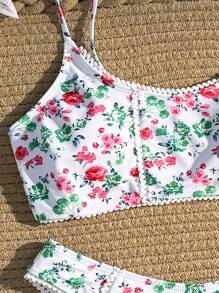 SHEIN Swim Women's Summer Beach Ditsy Floral Sexy Bikini Separates, Random Print - Multicolor - View 4