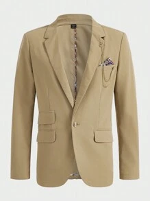 Manfinity VCAY Men's Woven Solid Color Slim Fit Blazer & Long Pants Two-Piece Set For Daily Wear - Multicolor - View 9