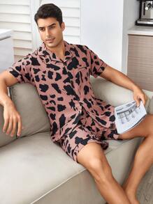 Men's Cow Print Lounge Wear Set - Multicolor - View 7