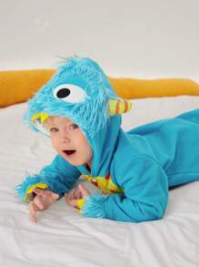 SHEIN Boys' Infant/Toddler Cute & Fun Warm Plush Fabric Monster Costume, Perfect For Parties