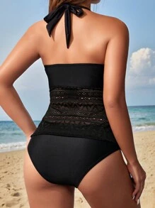 Swim Lushoire 女士镂空简约吊带背心式比基尼，适合日常穿着，夏季