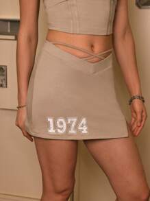 Untitled Sport & Streetwear Casual Printed Bodycon Mini Skirt For Women