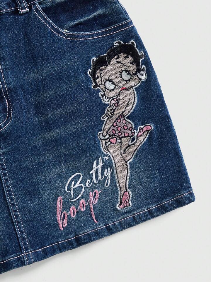 Our Betty Boop | ROMWE 1pc Women Embroidered Figure & Letter