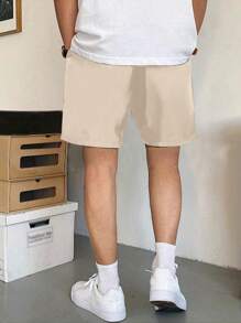 2 件男士短裤，运动休闲百慕大沙滩短裤，经典复古简约纯色基本款抽绳松紧腰带口袋轻便日常穿着户外服装 - 彩色 - 查看 5