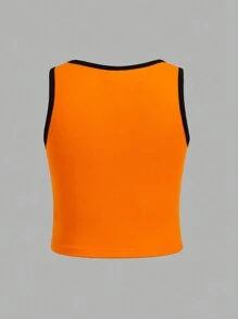 3pcs/Set Tween Girl Knitted Color Block Round Neck Sleeveless Tank Top For Spring And Summer Leisure Sports - Multicolor - View 10