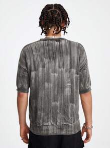 Manfinity Roghcode Men Letter Pattern Drop Shoulder Knit Top - Black - View 2