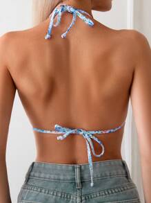 Swim Mod 女式度假海灘花卉露背比基尼上衣 - 彩色 - 查看 2