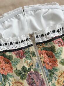 Soleia Top sans bretelles pour femmes en jacquard à blocs de couleurs patchwork et dentelle pour les vacances