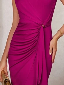 MOTF Classy CLASSY RUCHED CAP SLEEVE FITTED DRESS - Purple - View 6