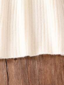 Tween Girls  Button Detail Ribbed Knit Tied Backless Dress - Beige - View 5