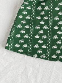 Baby Mädchen elegantes besticktes Hemd mit Kragen und Langarm und bedrucktem Rock Set, passend für Urlaubsleisure und niedliche Ausflüge