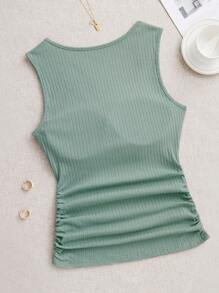 SHEIN LUNE Casual And Simple Ladies' Padded Camisole Tank Top, Perfect For Summer - Green - View 6