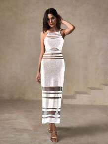 Anewsta Vestido de mujer con brillos y tiras