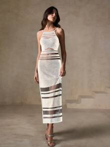 Anewsta Vestido de mujer con brillos y tiras
