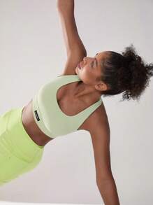 SHEIN Ladies' Solid Color Simple Style Everyday Sports Underwear - Green - View 5