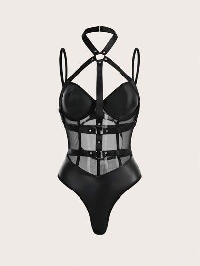 AltCore Punk Ring Linked Mesh Underwire Teddy Bodysuit Lingerie view 6