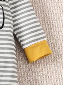 SHEIN Vintaside Kids 3入組新生兒男童休閒印花車紋長袖連身衣套裝，秋冬季常穿 - 黃色 - 查看 6