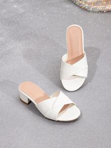 Girls Comfortable & Fashionable Floral Decor High Heel Slippers - White - View 7