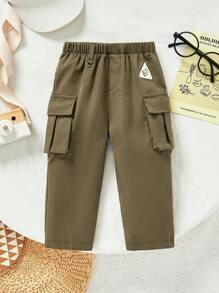 Pantalon décontracté pour garçons en bas âge avec poche décorative pour vêtements de travail