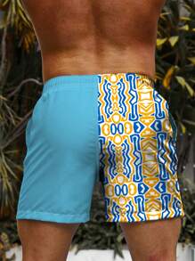 Surfspeed Men Geo Print Drawstring Waist Swim Trunks - Multicolor - View 2