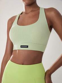 SHEIN Ladies' Solid Color Simple Style Everyday Sports Underwear - Green - View 7
