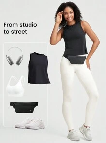 GLOWMODE 28" Federweiche, hohe Stretch Crossover Leggings mit integrierten Shorts, Buttersoft, geeignet für Yoga und tägliche Anwendungen mit geringer Belastung