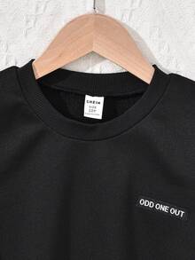 Áo thun trễ vai dạng lưới tương phản của Tween Girls Letter - màu đen - Xem 6