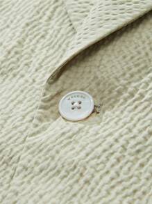 AKNOTIC Business Casual Easy Care 2pcs/Set Men's Old Money Style Woven Plaid Blazer Cloth Casual Slim-Fit Short Sleeve Suit - Light Grey - View 9