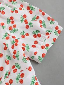 Sweetra Ditsy Floral Print Puff Sleeve Blouse For Summer Y2K  - Multicolor - View 4