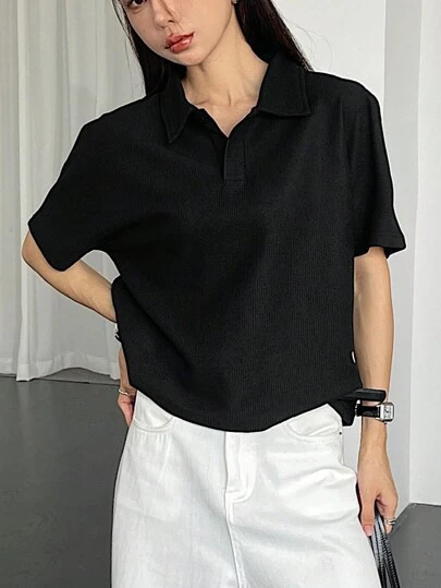 DAZY 女士商务休闲纯色短袖衬衫