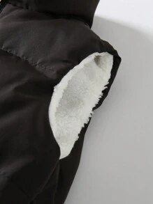 Baby Girl All-Match Thermal Lined Padding Vest Jacket, Black, Warm Casual Winter Outfit For Everyday Wear & Outdoor Play - Black - View 6